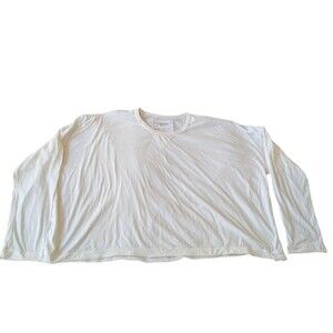 Alabama Chanin Off White Cream Long Sleeve Organic Cotton Top sz XL